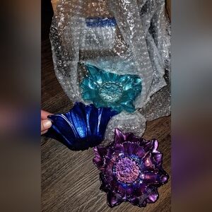 Colorful Antique Glass Flower Bowls